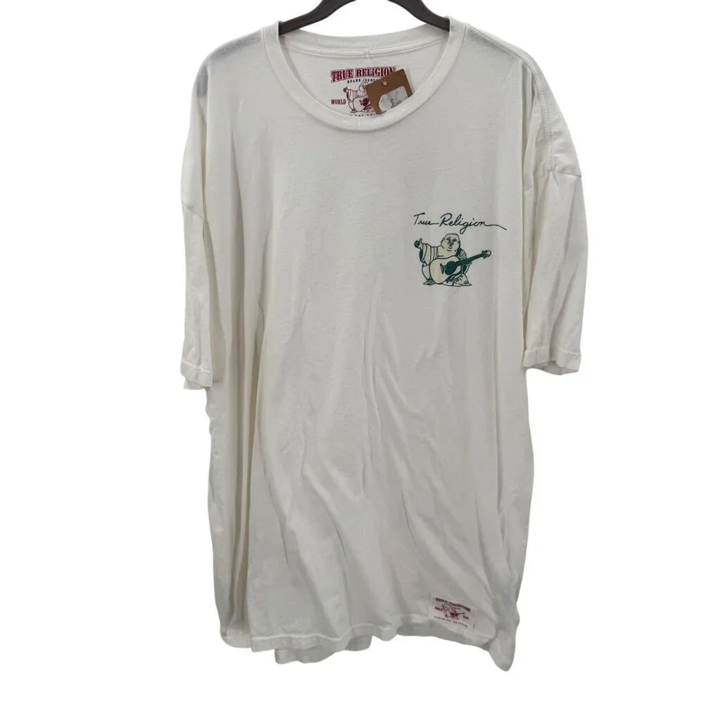 True Religion Mens 2XL White Cotton Graphic T-Shirt